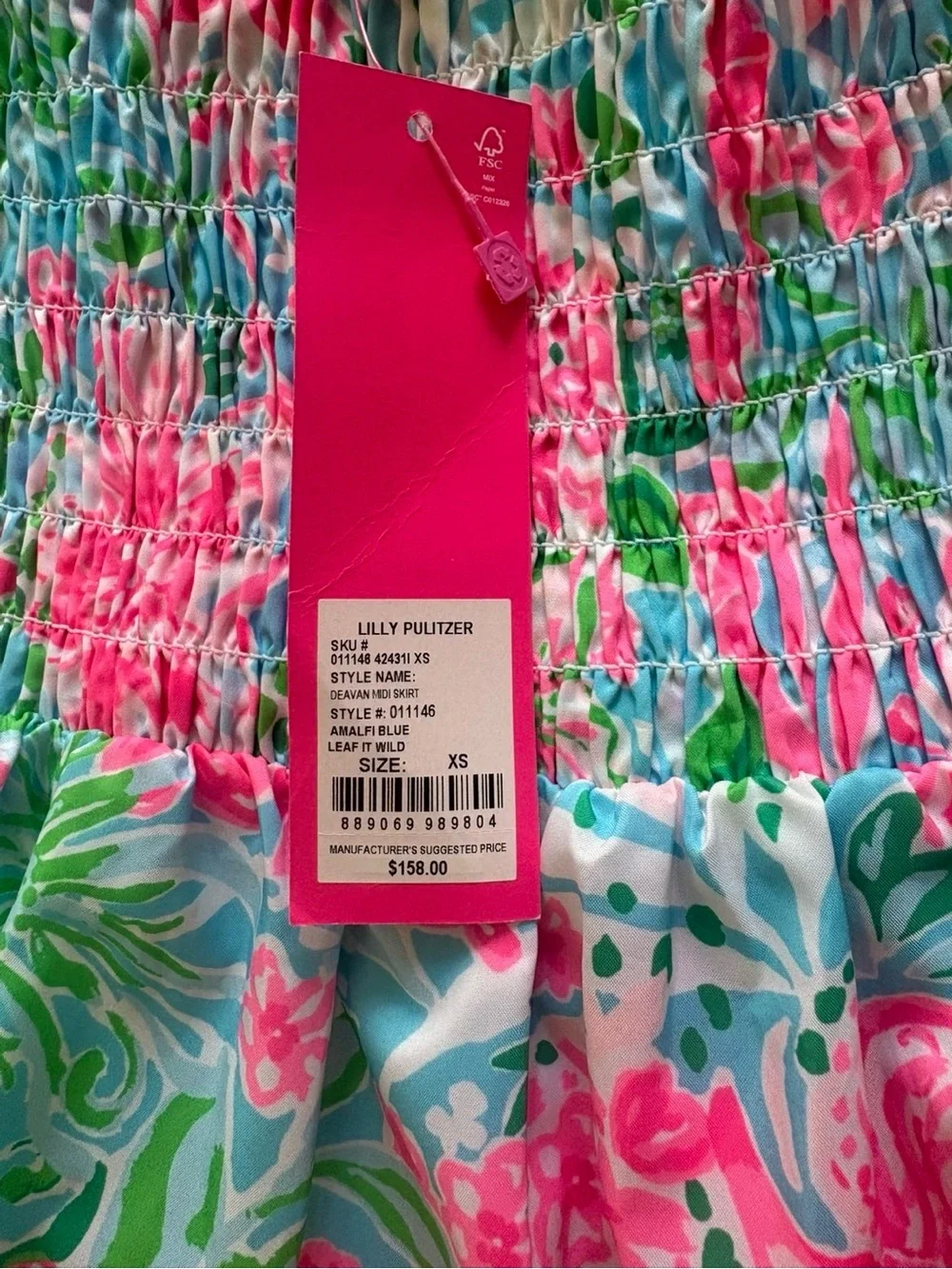 Lilly Pulitzer Pink and Green Floral Tiered Maxi Skirt